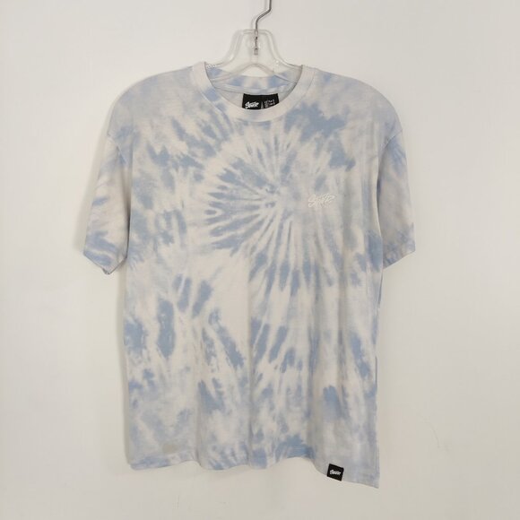 STWD Men's Tie Dye Tee Size S White Blue Cotton Blend Resortwear Summer Outdoor - Picture 1 of 8